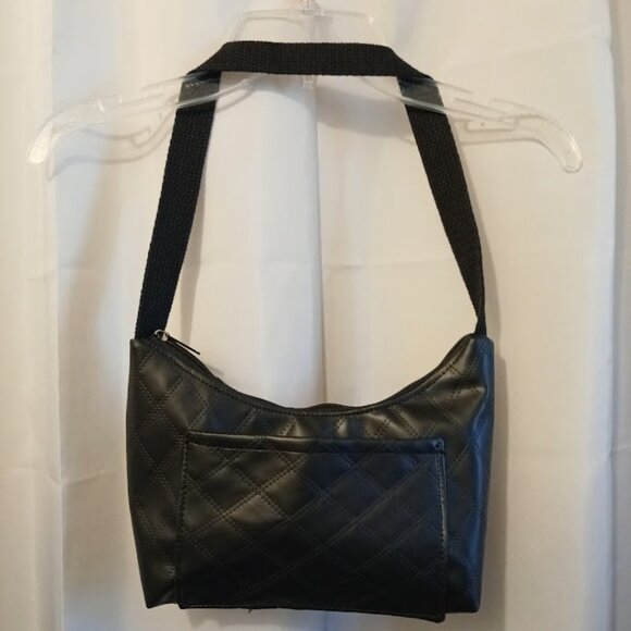 New Canvas Vinyl Top handle Shoulder Bag Purse Ombre Roses Crescent Baguette - Picture 6 of 9